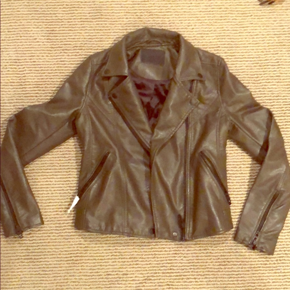 Never worn Olive green leather jacket - nordstrom